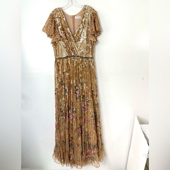 Mac Duggal 5637 Size 14 Sequin Flounce Sleeve Mother of the Bride Gown, Copper - Picture 2 of 11